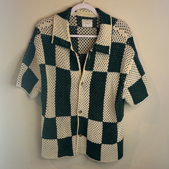 Checkered Knit Men’s 90’s Grandpa Core Grunge Sweater - Picture 1 of 1